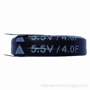 Capacitor Bank with 4.0F Nominal Capacity and 5.5V Voltage, Measures 20.2 x 7.0mm